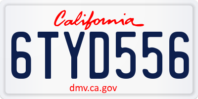 CA license plate 6TYD556