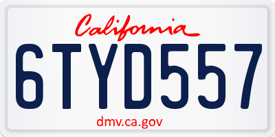 CA license plate 6TYD557