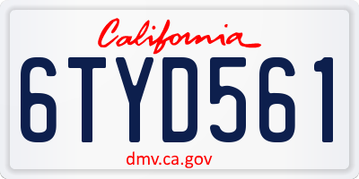 CA license plate 6TYD561