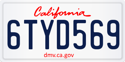 CA license plate 6TYD569