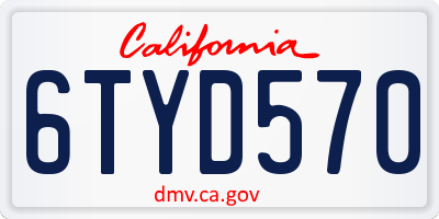 CA license plate 6TYD570