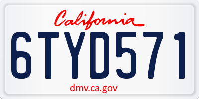 CA license plate 6TYD571