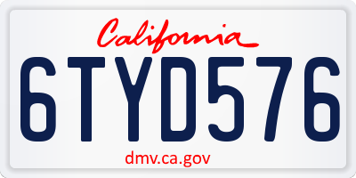 CA license plate 6TYD576