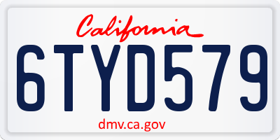 CA license plate 6TYD579