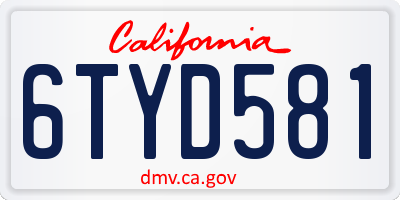 CA license plate 6TYD581