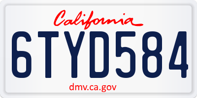 CA license plate 6TYD584
