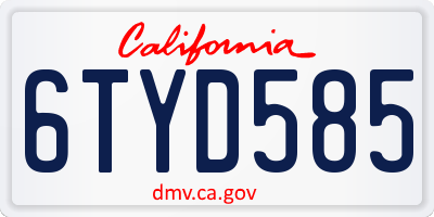 CA license plate 6TYD585