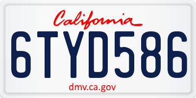 CA license plate 6TYD586