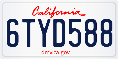 CA license plate 6TYD588
