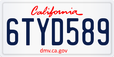 CA license plate 6TYD589