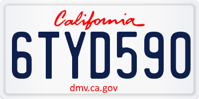 CA license plate 6TYD590