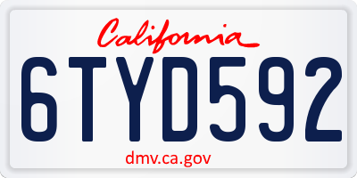 CA license plate 6TYD592