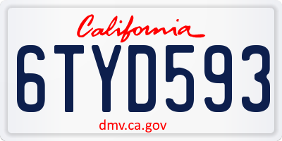 CA license plate 6TYD593