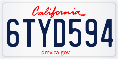 CA license plate 6TYD594