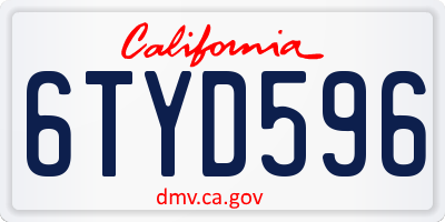 CA license plate 6TYD596