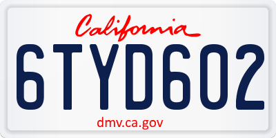 CA license plate 6TYD602
