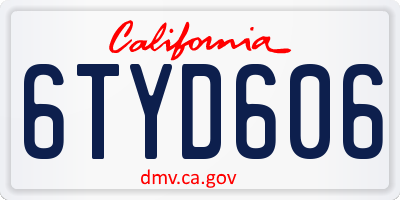CA license plate 6TYD606