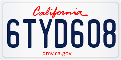 CA license plate 6TYD608