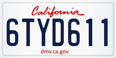 CA license plate 6TYD611