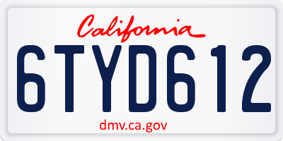 CA license plate 6TYD612