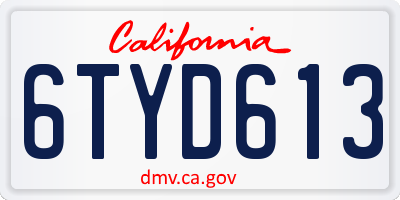 CA license plate 6TYD613