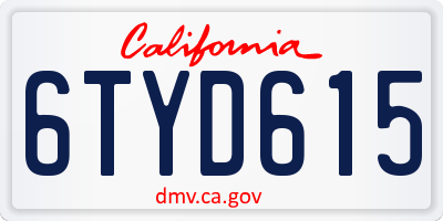 CA license plate 6TYD615