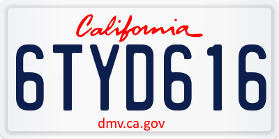 CA license plate 6TYD616