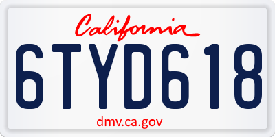CA license plate 6TYD618