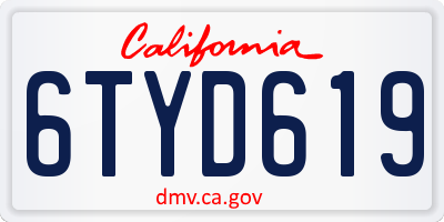 CA license plate 6TYD619