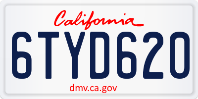 CA license plate 6TYD620