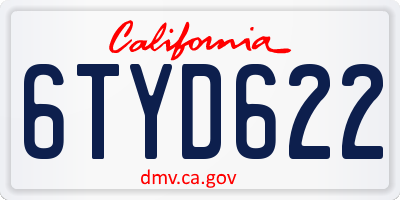 CA license plate 6TYD622