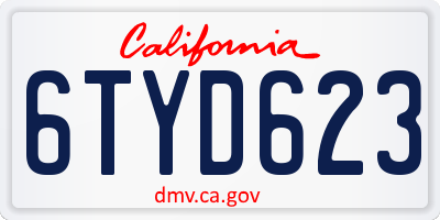 CA license plate 6TYD623