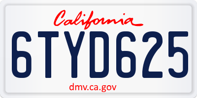 CA license plate 6TYD625