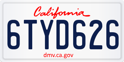CA license plate 6TYD626