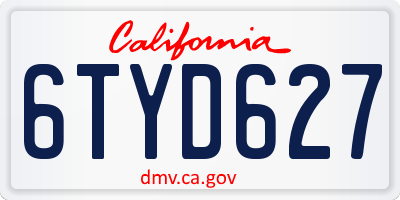 CA license plate 6TYD627