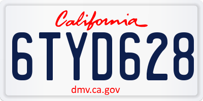 CA license plate 6TYD628