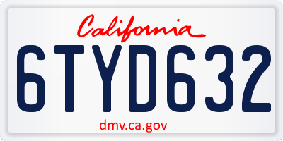 CA license plate 6TYD632