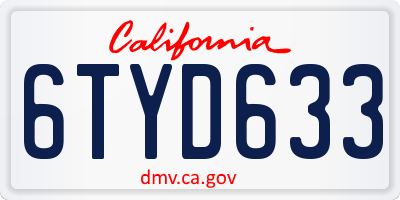 CA license plate 6TYD633
