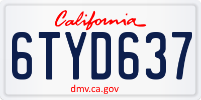 CA license plate 6TYD637