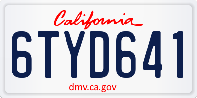 CA license plate 6TYD641