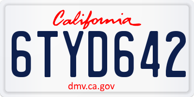 CA license plate 6TYD642