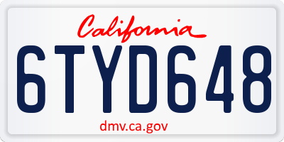 CA license plate 6TYD648