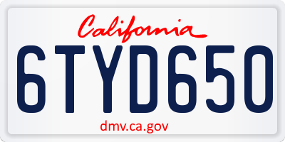CA license plate 6TYD650