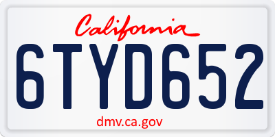 CA license plate 6TYD652