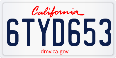 CA license plate 6TYD653