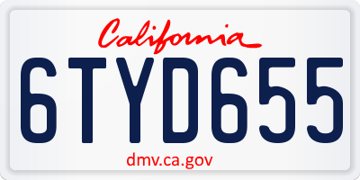 CA license plate 6TYD655