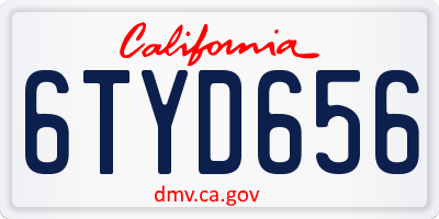 CA license plate 6TYD656