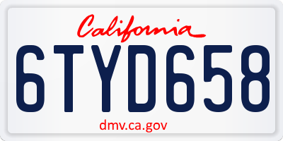 CA license plate 6TYD658