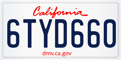 CA license plate 6TYD660