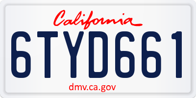 CA license plate 6TYD661